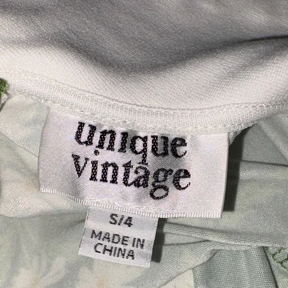 Unique Vintage Green and White Dress - Picture 2 of 3